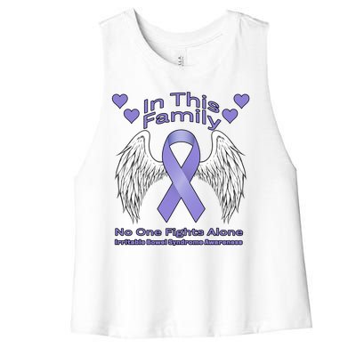 Irritable Bowel Syndrome Awareness Angle Wings No Fights Alone Women's Racerback Cropped Tank