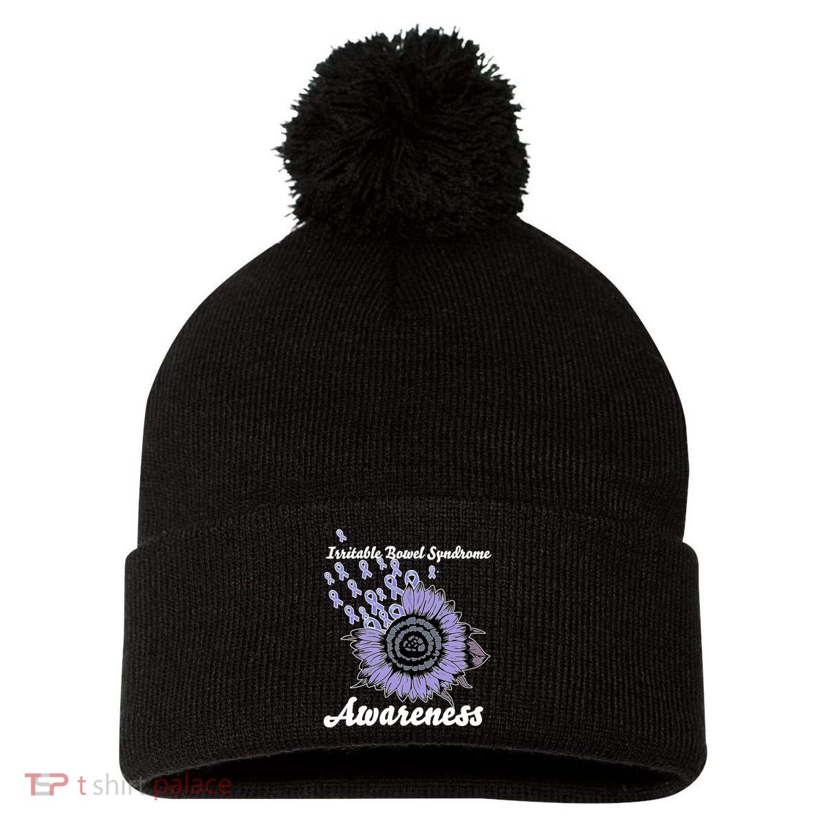 Irritable Bowel Syndrome Awareness IBS Pom Pom 12in Knit Beanie