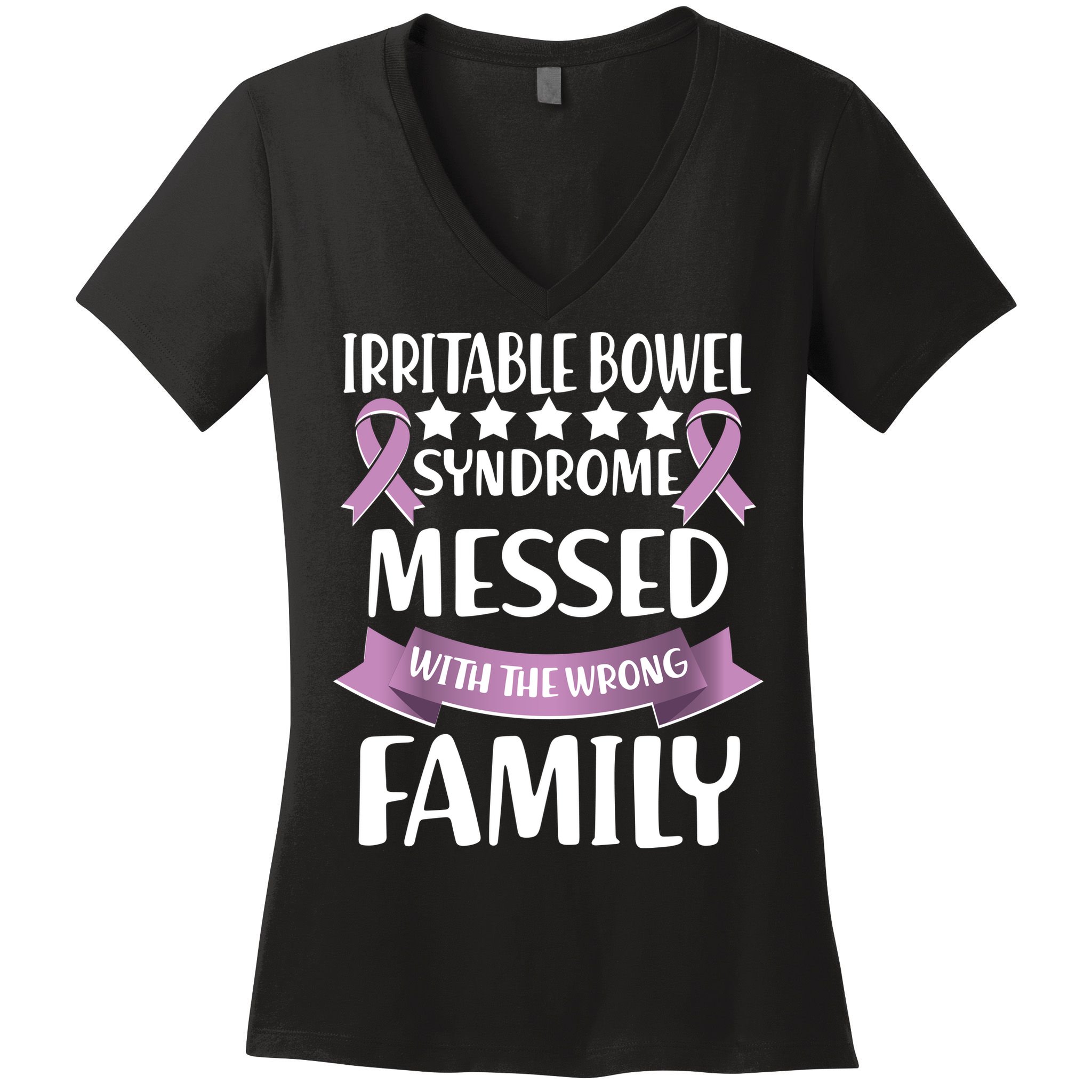 Irritable Bowel Syndrome Messed With The Wrong Family Women's V-Neck T-Shirt