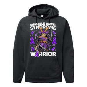 Irritable Bowel Syndrome Warrior Samurai Cat Performance Fleece Hoodie