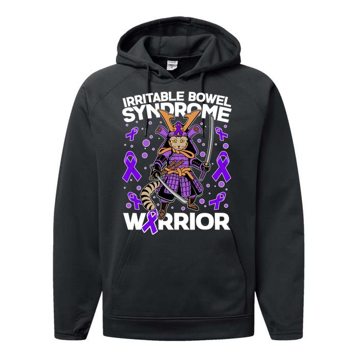 Irritable Bowel Syndrome Warrior Samurai Cat Performance Fleece Hoodie