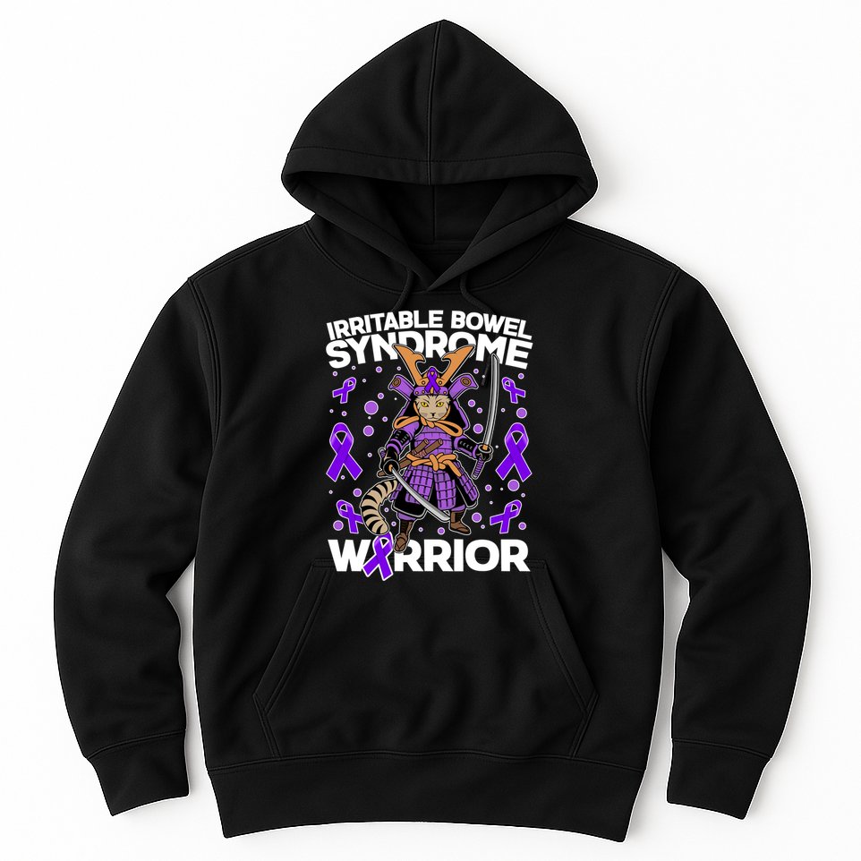 Irritable Bowel Syndrome Warrior Samurai Cat Hoodie