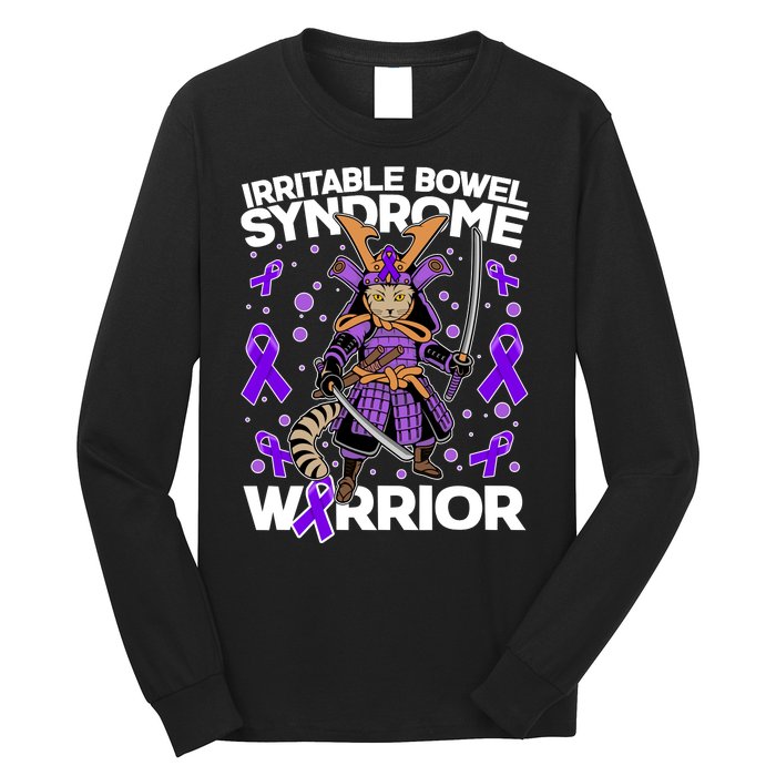 Irritable Bowel Syndrome Warrior Samurai Cat Long Sleeve Shirt