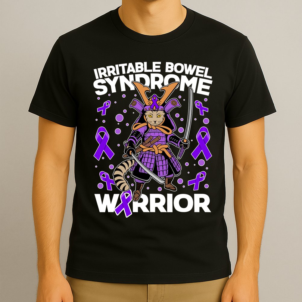 Irritable Bowel Syndrome Warrior Samurai Cat T-Shirt