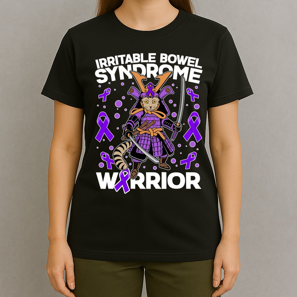 Irritable Bowel Syndrome Warrior Samurai Cat T-Shirt