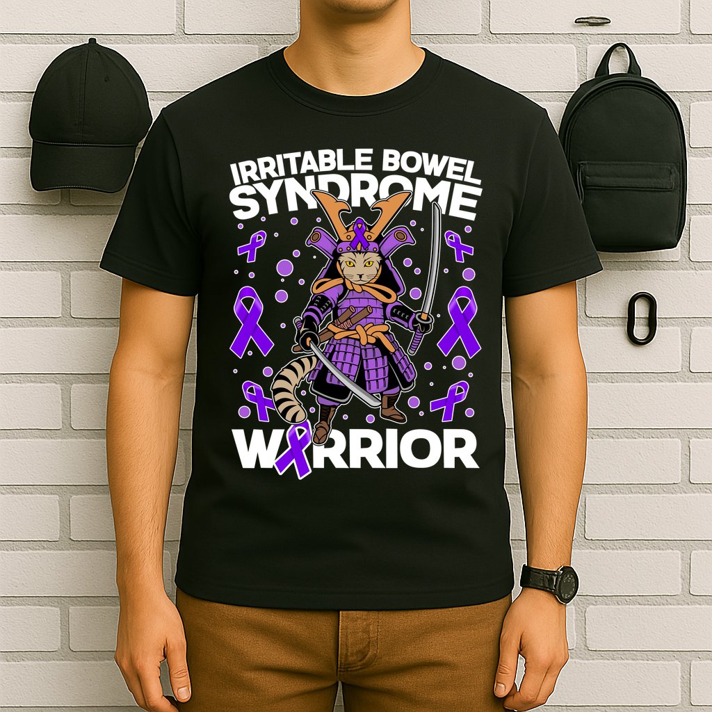 Irritable Bowel Syndrome Warrior Samurai Cat T-Shirt
