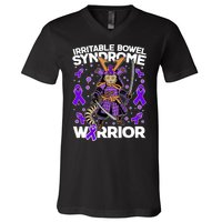 Irritable Bowel Syndrome Warrior Samurai Cat V-Neck T-Shirt