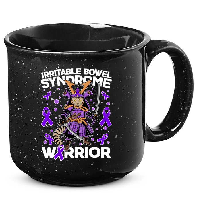 Irritable Bowel Syndrome Warrior Samurai Cat 15oz Campfire Ceramic Mug