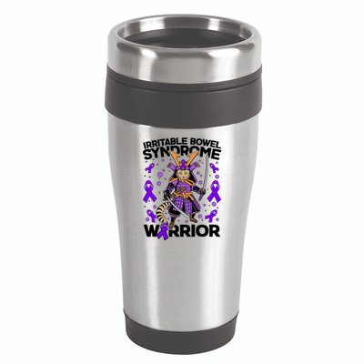 Irritable Bowel Syndrome Warrior Samurai Cat 16oz Travel Tumbler