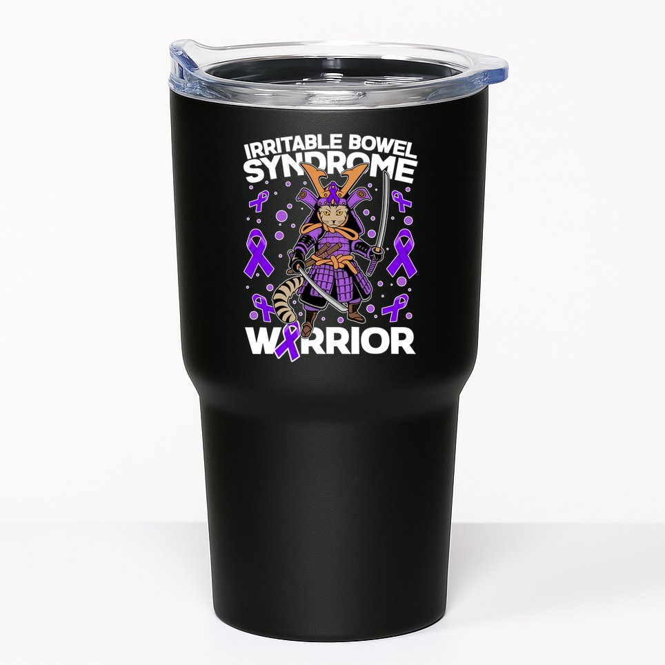 Irritable Bowel Syndrome Warrior Samurai Cat Tumbler