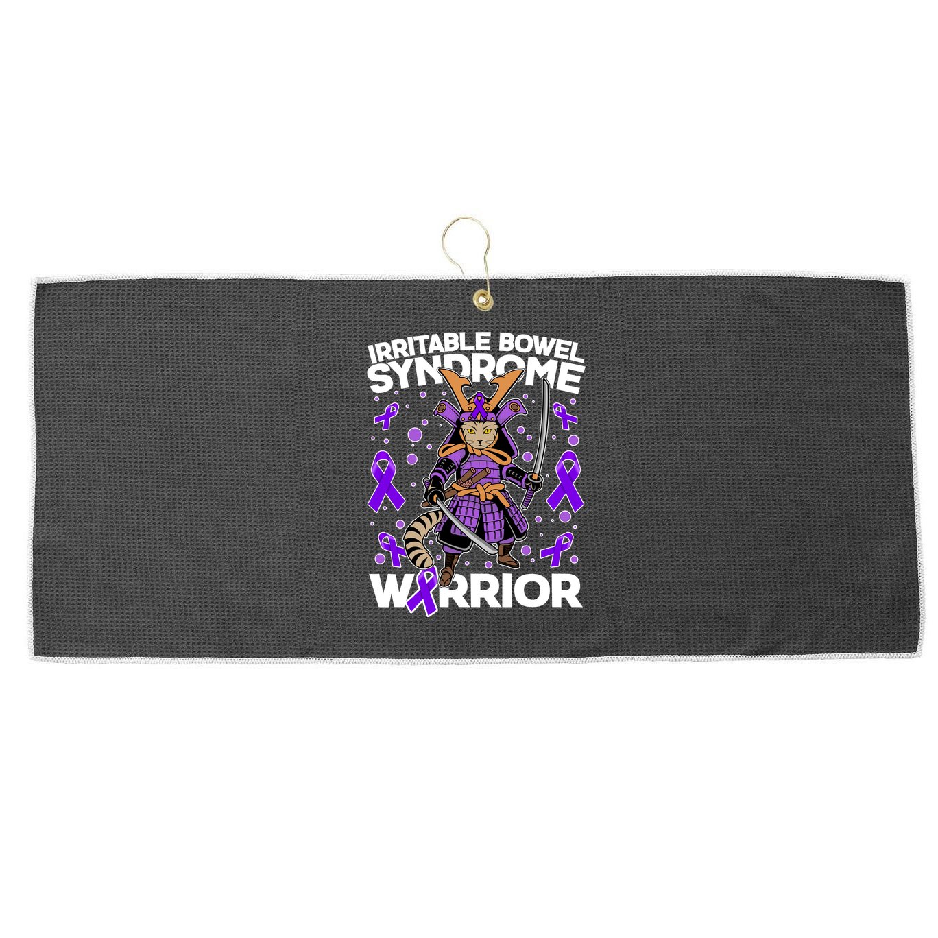 Irritable Bowel Syndrome Warrior Samurai Cat Large Microfiber Waffle Golf Towel