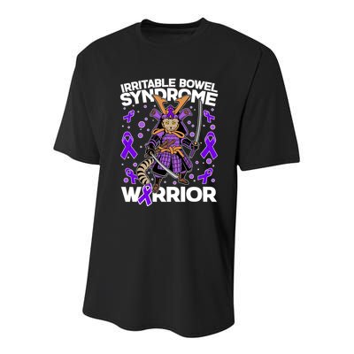 Irritable Bowel Syndrome Warrior Samurai Cat Youth Performance Sprint T-Shirt