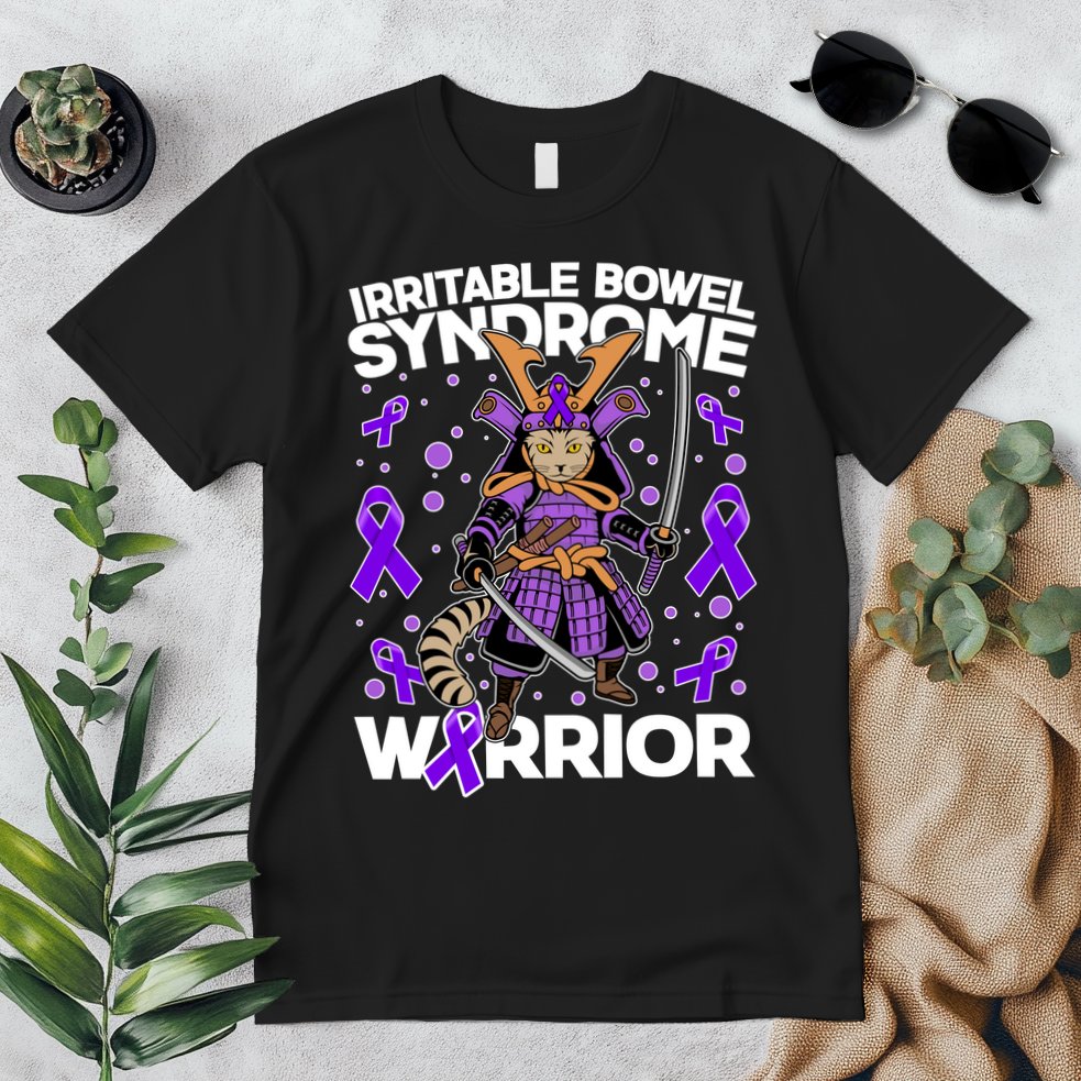 Irritable Bowel Syndrome Warrior Samurai Cat Premium T-Shirt