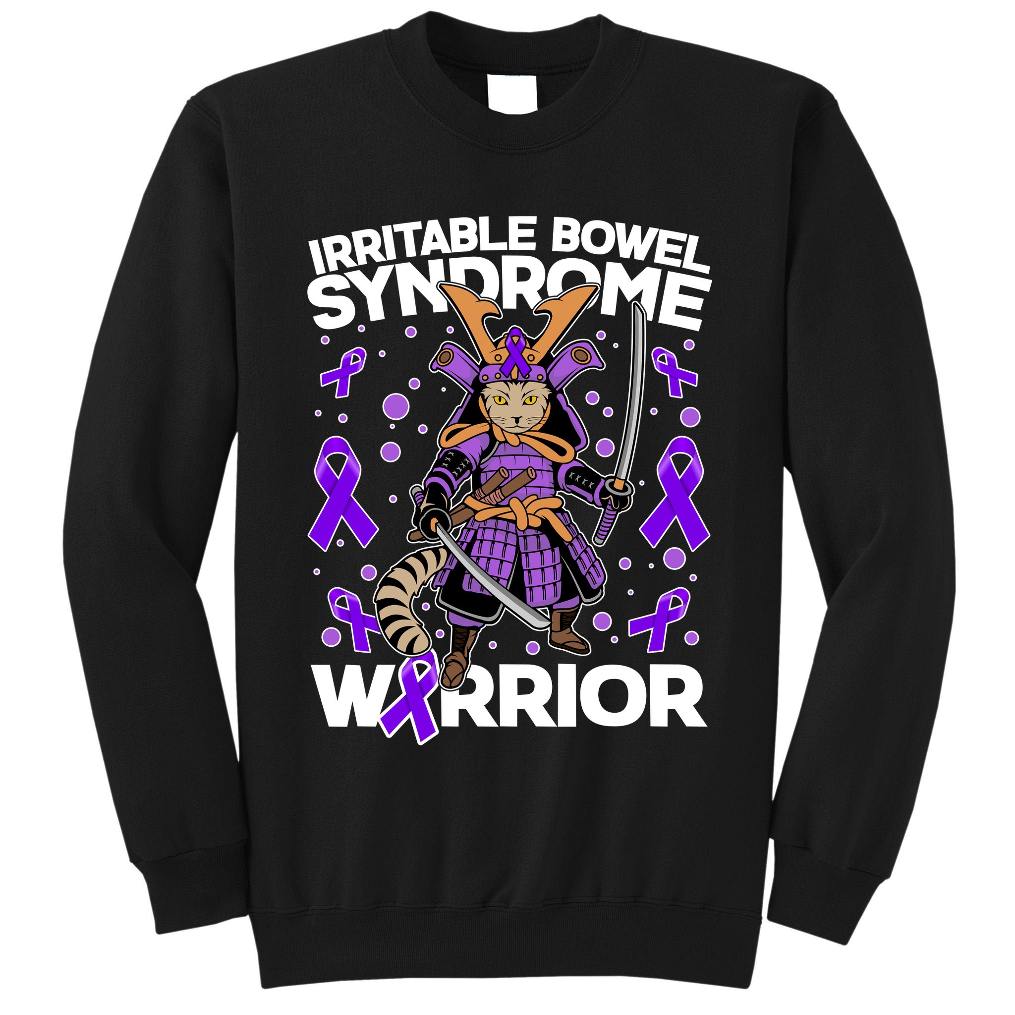 Irritable Bowel Syndrome Warrior Samurai Cat Tall Sweatshirt