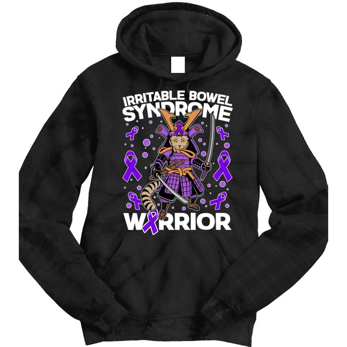 Irritable Bowel Syndrome Warrior Samurai Cat Tie Dye Hoodie