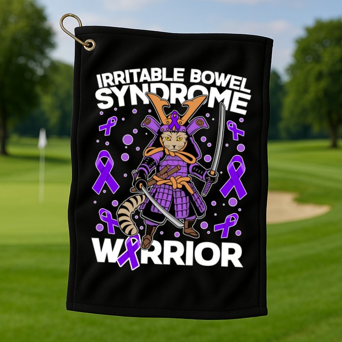 Irritable Bowel Syndrome Warrior Samurai Cat Golf Towel