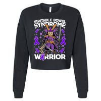 Irritable Bowel Syndrome Warrior Samurai Cat Cropped Pullover Crew