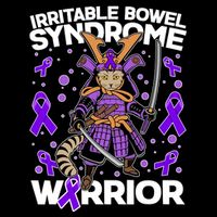 Irritable Bowel Syndrome Warrior Samurai Cat Cropped Pullover Crew