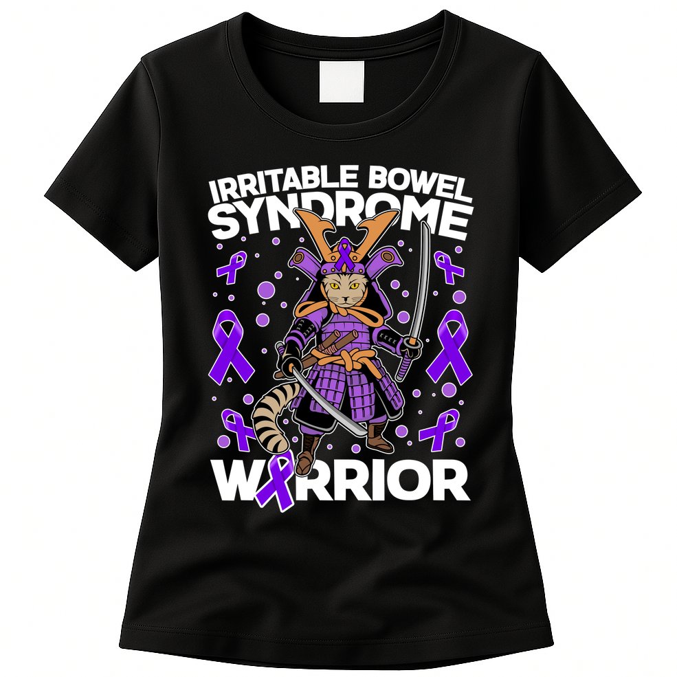 Irritable Bowel Syndrome Warrior Samurai Cat Womens T-Shirt