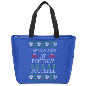 I Really Suck At Fantasy Football Funny Ugly Christmas Gift Zip Tote Bag