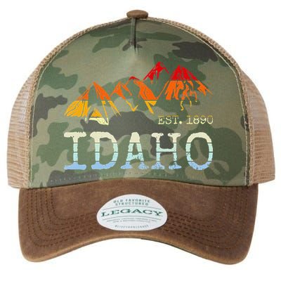 Idaho Retro Sunset Vintage Mountain Home Est 1890 Hiking Legacy Tie Dye Trucker Hat