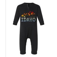 Idaho Retro Sunset Vintage Mountain Home Est 1890 Hiking Infant Fleece One Piece