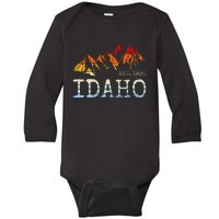 Idaho Retro Sunset Vintage Mountain Home Est 1890 Hiking Baby Long Sleeve Bodysuit