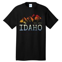 Idaho Retro Sunset Vintage Mountain Home Est 1890 Hiking Tall T-Shirt