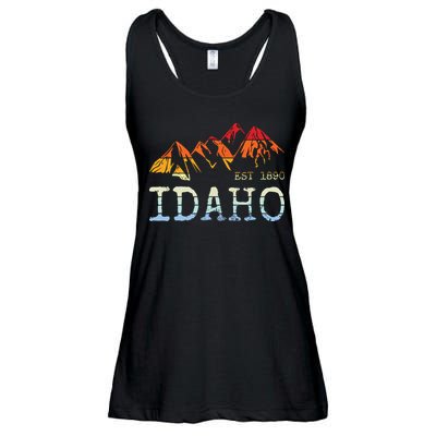 Idaho Retro Sunset Vintage Mountain Home Est 1890 Hiking Ladies Essential Flowy Tank