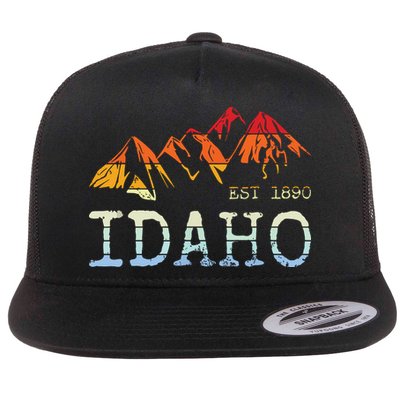 Idaho Retro Sunset Vintage Mountain Home Est 1890 Hiking Flatbill Hat
