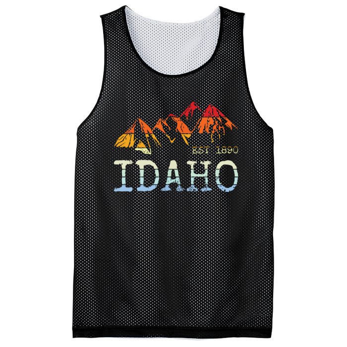 Idaho Retro Sunset Vintage Mountain Home Est 1890 Hiking Mesh Reversible Basketball Jersey Tank