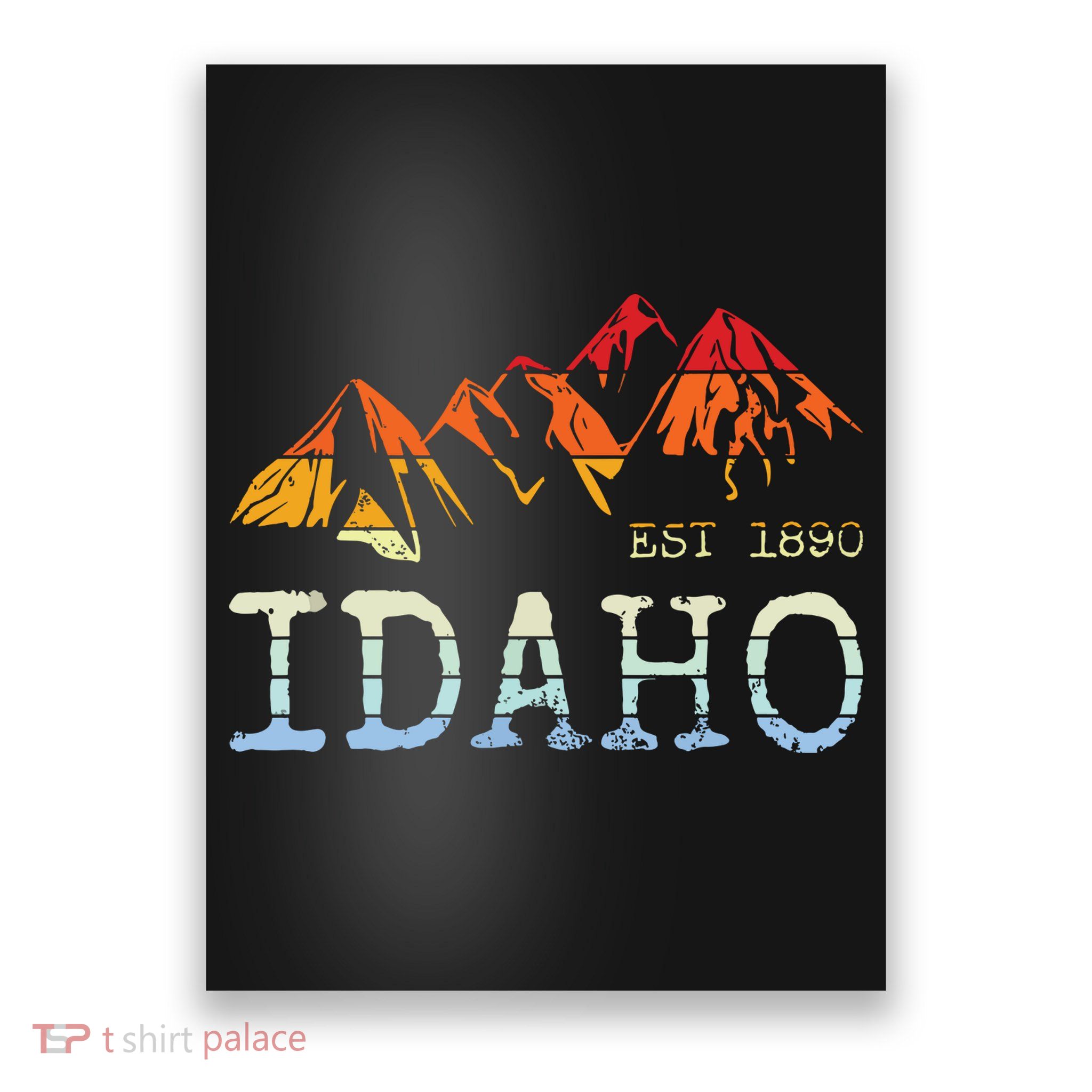 Idaho Retro Sunset Vintage Mountain Home Est 1890 Hiking Poster