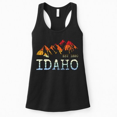 Idaho Retro Sunset Vintage Mountain Home Est 1890 Hiking Womens Tank Top