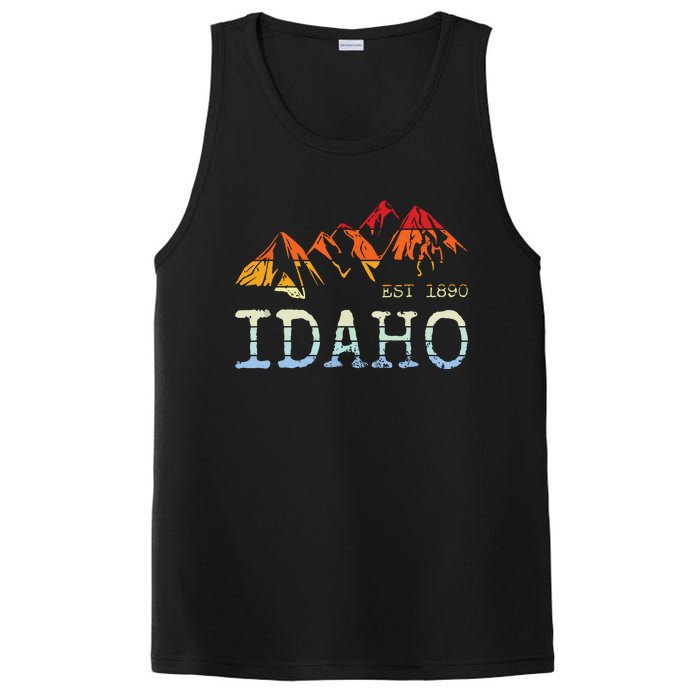 Idaho Retro Sunset Vintage Mountain Home Est 1890 Hiking PosiCharge Competitor Tank