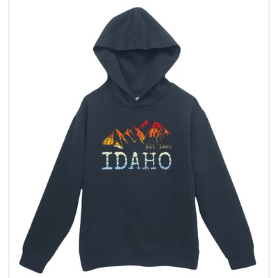 Idaho Retro Sunset Vintage Mountain Home Est 1890 Hiking Urban Pullover Hoodie