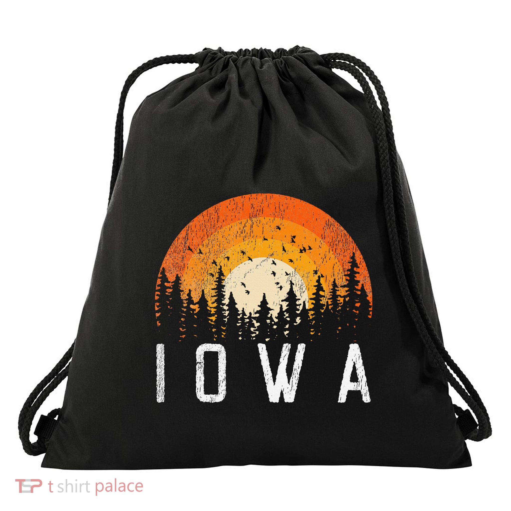 Iowa Retro Style Vintage 70s 80s 90s Drawstring Bag