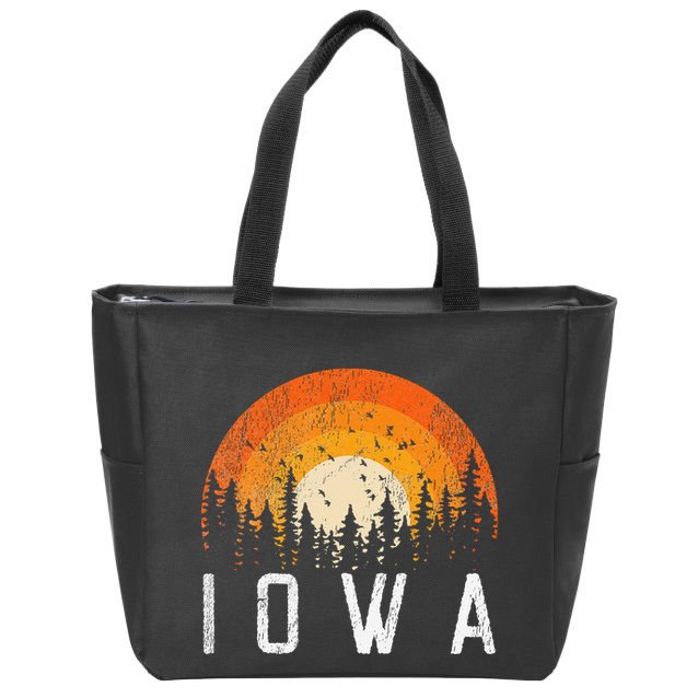 Iowa Retro Style Vintage 70s 80s 90s Zip Tote Bag