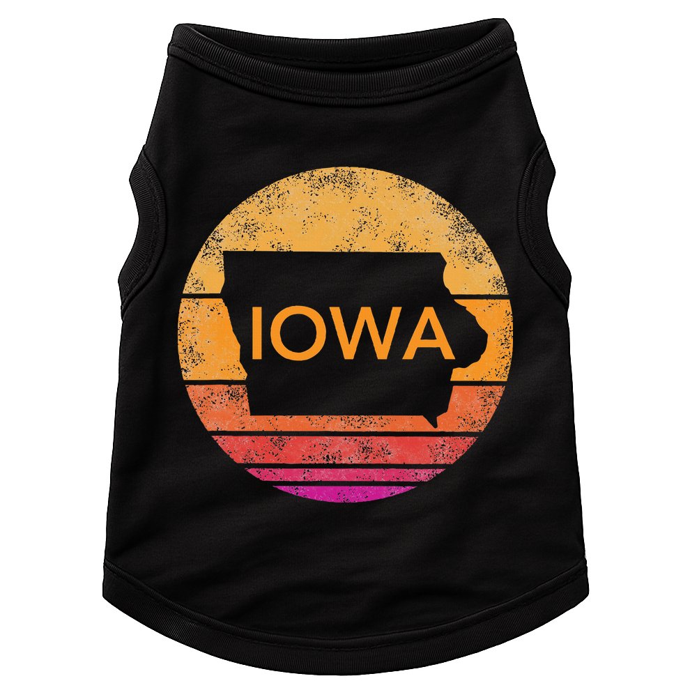 Iowa Retro Sunset  State Of Iowa Outline Doggie Tank