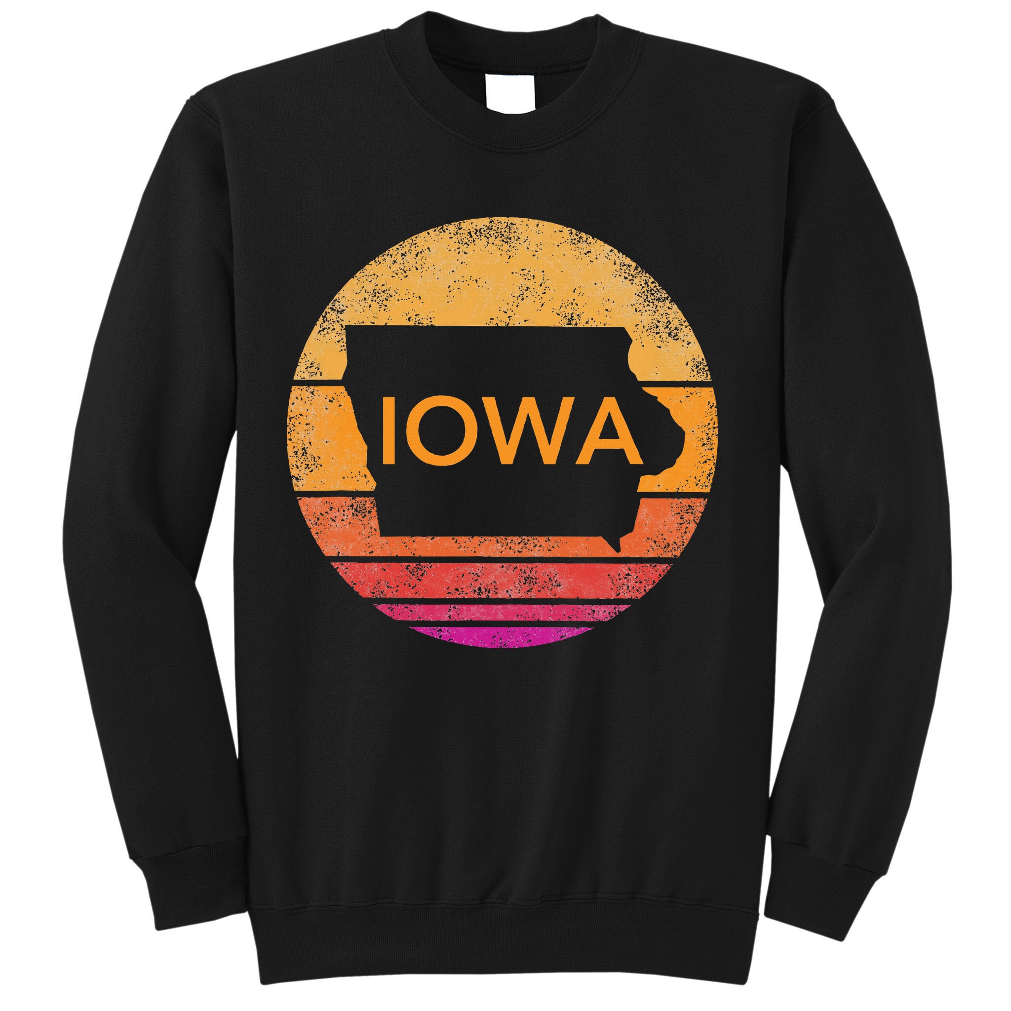 Iowa Retro Sunset  State Of Iowa Outline Sweatshirt