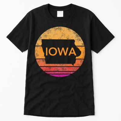 Iowa Retro Sunset  State Of Iowa Outline Tall T-Shirt