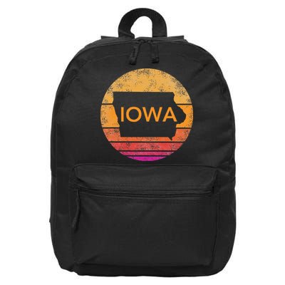 Iowa Retro Sunset  State Of Iowa Outline 16 in Basic Backpack