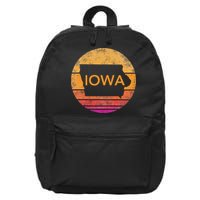 Iowa Retro Sunset  State Of Iowa Outline 16 in Basic Backpack