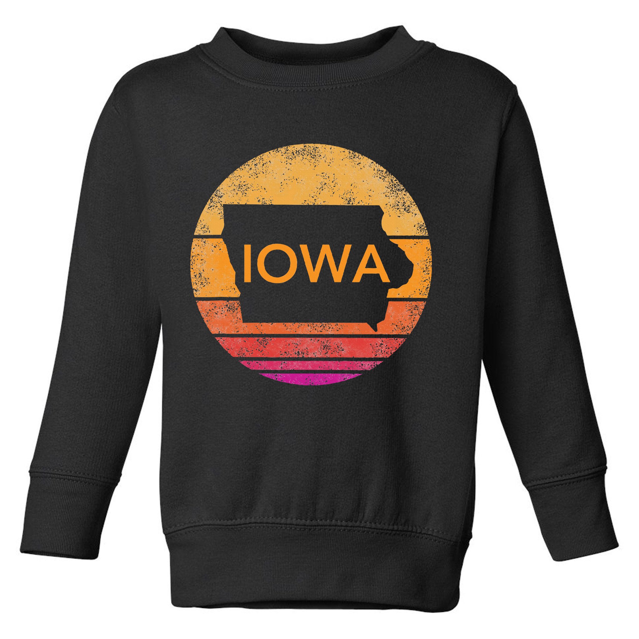 Iowa Retro Sunset  State Of Iowa Outline Toddler Sweatshirt