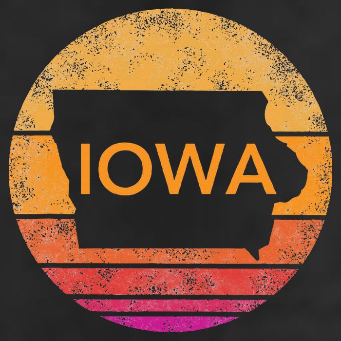 Iowa Retro Sunset  State Of Iowa Outline Hat