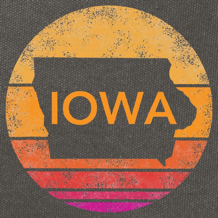 Iowa Retro Sunset  State Of Iowa Outline Cotton Canvas Backpack