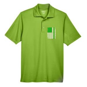 Irish Retro Saint Patrick's Day Shamrock Patriotic Usa Flag Meaningful Gift Men's Origin Performance Pique Polo