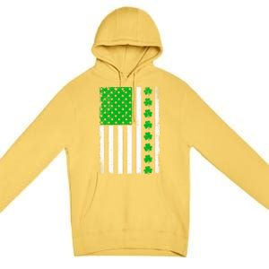 Irish Retro Saint Patrick's Day Shamrock Patriotic Usa Flag Meaningful Gift Premium Pullover Hoodie