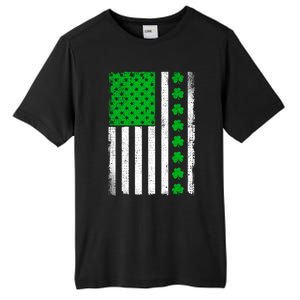 Irish Retro Saint Patrick's Day Shamrock Patriotic Usa Flag Meaningful Gift Tall Fusion ChromaSoft Performance T-Shirt