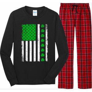 Irish Retro Saint Patrick's Day Shamrock Patriotic Usa Flag Meaningful Gift Long Sleeve Pajama Set