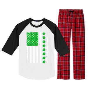 Irish Retro Saint Patrick's Day Shamrock Patriotic Usa Flag Meaningful Gift Raglan Sleeve Pajama Set